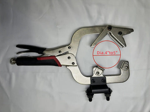 Locking Welding Clamp With Swivel V Type Pads And Installing Support For Handheld And Tabletop Use, 14 Inch Clamp With Adjustable Jaws
