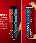 Identibolt Pro Thread Checker with Magnetic Wall Mount, showing its six magnets for quick nut and bolt identification.