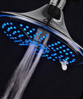 Ultra Luxe 8 Inch Rainfall LED Shower Head With Five Settings Chrome Face Water Powered Color Changing Temperature LEDs on