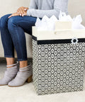 Mega Gift Bag With Tissue Paper In Black Ivory And Gold Endless Circles For Weddings And Showers, Large Size with Card Holder