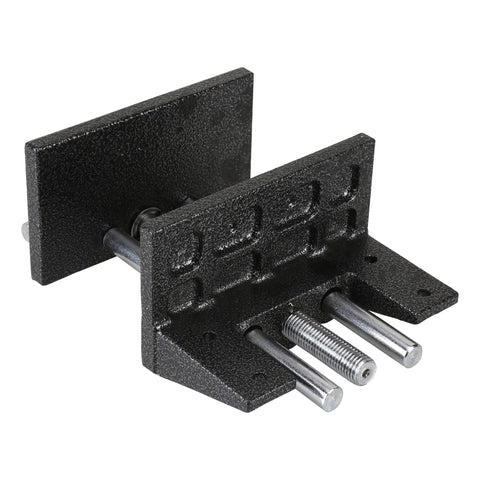 Heavy Duty Cast Iron Woodworker Vise, 6.5 Inch Bench Clamp, Powder Coated Grip Fixture, close-up of base and screws.