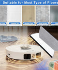 Replacement Mop Pads For Robot Vacuums, Washable Reusable Microfiber Soft Pads, demonstration on various floor types.