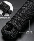 Close-up of Beefy 3/8 Inch Dock Lines 2 Pack Marine Grade Nylon Rope showing braided construction and loop for mooring.
