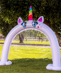 Inflatable Unicorn Arch Sprinkler For Kids Rainbow Water Curtain Toy For Outdoor Play Backyard Summer Water Party Easy Setup 82 by 65 inches