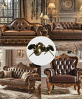 Top Shelf 200 Piece Set Of 5/8 Inch 16 X 20mm Upholstery Tacks Featuring Solid Round Bronze Heads Heavy Duty Iron Furniture Nails, displayed with leather sofas.