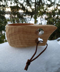 Nordic Style Kuksa Wood Camp Mug 10 Oz Handcrafted Carved Hardwood Outdoor Cup for Camping Backyard Chill Family Trips Picnic Gear Adventure Ready Drinking Vessel on snow