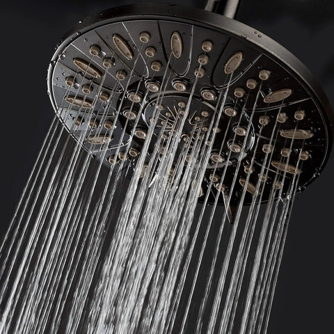 Oil Rubbed Bronze Rain Shower Head With Powerful High Pressure 7 Inch Diameter Six Settings Angle Adjustable Anti Clog Jets