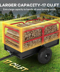 Beast Of A 1700 Lbs Heavy Duty Steel Dump Trailer For Yard And Farm Use 17 Cu Ft showing firewood and removable sides