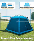 Instant Pop Up Screen House Gazebo 8.2 By 8.2 By 75 Inches Portable Canopy with mosquito netting and UPF sun protection shown in a field.