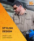 Man wearing Nemesis Safety Glasses With Bronze Lenses And Camouflage Frame For Outdoor Work And All Day Comfort indoors