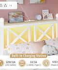 Next Level Twin White Bed Frame With Headboard And Footboard Featuring Built In Rgb Led Lights App Controlled smart charging station with USB.