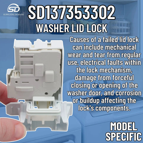 Washer Lid Lock Door Latch Switch Replacement Part Replaces 4245274 PS11703540 AP5962162 displayed with white plastic casing