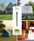 4 Pack Seven And A Half Inch Screw In Ground Anchors for Yard Tents and Tarps Green 70 lb Pull Heavy Duty Rustproof Twist In Stakes