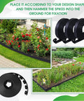 Black 315 Ft Landscape Edging Border Kit With 2 Inch Tall Edging, 168 Spikes And 48 Connectors for garden beds and pathways
