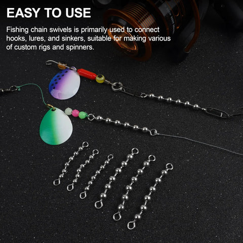 Stainless Steel Bead Chain Swivels For Catfish Tackle And Rig Gear Saltwater And Freshwater Fishing Beads Twenty To Forty Pack With Three Sixteenth Inch Beads Four Point Five Millimeter Durable Tackle Accessory, fishing rig setup with bait and lures