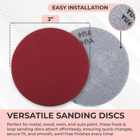 3 Inch 2000 Grit Grip No Hole Round Sanding Discs Set For Wet And Dry Sanding With Hook And Loop Backing Fits Orbital And DA Sanders