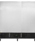 Back view of Heavy Duty Three Door Commercial Reach In Freezer With Stainless Steel And Aluminum Interior, showcasing robust construction.