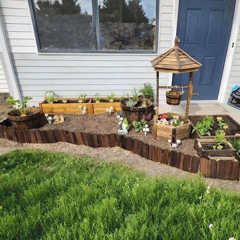 Wood Landscape Edging Border Kit 5.9 Inch High By 47 Inch Long No Fuss Weather Resistant Fir Wood Set Of Four Panels for lawn garden