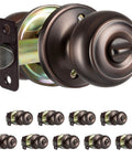 Privacy Door Knobs For Interior Doors Colonial Style Satin Nickel Round Door Handles With Thumb Turn Lock Keyless 10 Pack