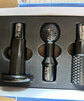 3 Pc DIY Wood Carving And Deburring Burr Set With Case for Angle Grinders 4 1/2 and 5 Inch 5/8-11 Thread, in packaging