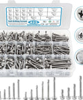410 Stainless Steel Self Tapping Screws For Metal, Size 8 And Size 10 Self Drilling Assortment Set, 425 Pieces