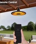 1500W Infrared Ceiling Outdoor Heater With Quick 1 Second Heat Wall Mounted Hanging Patio Heater For Gazebo And Balcony 360 Degree Heating Weatherproof Brown Finish For Year Round Outdoor Comfort hanging from pergola with remote control