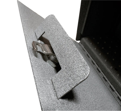 Close-up of Locking Wall Mount Mailbox With Large Capacity Heavy Duty Electrogalvanized Steel Granite Finish Anti Pry Latch
