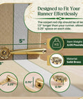 Stair Carpet Holder Clips 5 Inch Brass Floral Design Rug Fasteners To Keep Runners In Place, solid brass construction, close-up.