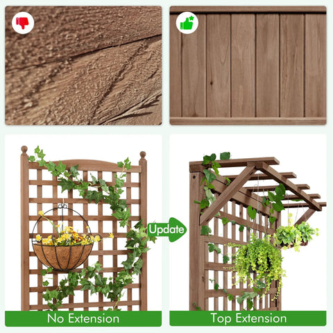72 Inch High Horticulture Garden Planter With Trellis For Vine Climbing Plants showing extension options and vine growth