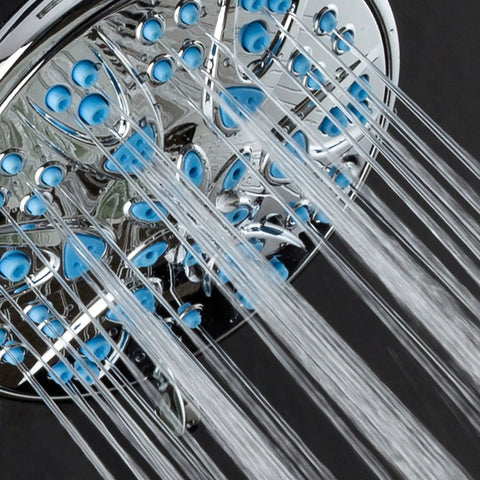 Antimicrobial High Pressure Shower Head With Anti Clog 6 Setting Handheld Spray Microban Protection From Growth 4 Inch Face