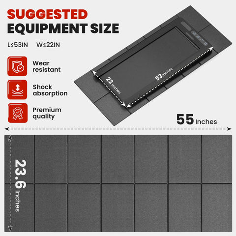 Heavy Duty Treadmill And Walking Pad Floor Mat 55x24 Inches For Carpets And Hardwood Floors Protects Surfaces Under Treadmills Bikes And Other Exercise Equipment With Noise Reduction And Shock Absorption For Your Home Gym