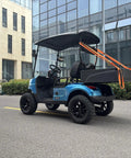 2 Seater Electric Golf Cart 2026 Model Built Different with adjustable rear bench in blue, showcasing modern design and durability.