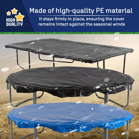 6Ft Round Trampoline Weather Cover For All Weather Protection Keeps Jump Surface Safe From Sun Rain Snow And Debris Extends Lifespan Durable Weather Resistant Top Cover shown in various colors with PE material.