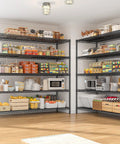 Beefy 5 Tier Wire Storage Shelves With 3200 Lb Capacity, 55.5 Inch Wide Metal Garage Shelving Unit With Adjustable Shelves For Garage, Pantry, Basement, Warehouse, Kitchen, Office Organization filled with pantry items