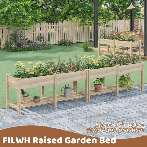 Big Ol Raised Garden Bed With Legs Wooden Planter Stand For Vegetables And Flowers, Large Planter Box With Divider, outdoor scene