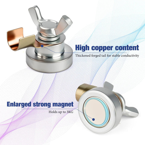 Industrial Pro Grade Magnetic Welding Grounding Clamp with slip free hold showing high copper content and strong magnet