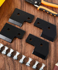Pro Grade 4 Piece Replacement Cutting Blade Set With Eight Screws For 12 Inch Standard Duty Earth Augers on wood surface