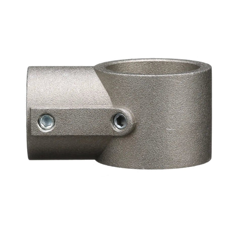 Heavy Duty Brushed Aluminum End Cross Brace Fitting for 1-1/2 Inch Legs, detailed view of the joint connector.