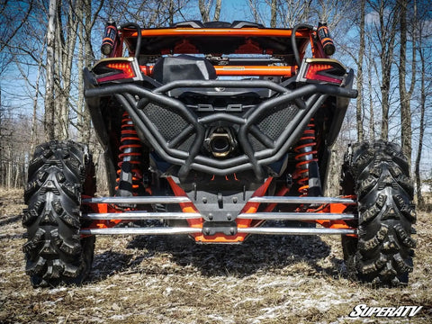 Heavy Duty Aluminum Rear Radius Arms 6 Rod Kit For Can Am Maverick X3 72 Inch Body Beefed Up Turbo X RC X MR X RS Max Complete Set With One And One Quarter Inch 7075 Aluminum Bar And Five Eighths Inch Helical Joints For Maximum Strength rear view installed