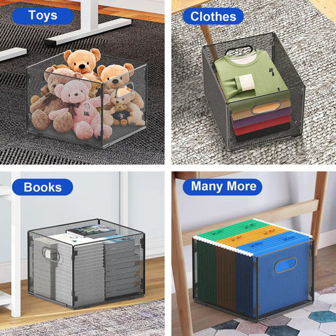 Collapsible Mesh Hanging File Crates With Handy Carry Handle Letter Size Document Holder And Portable Desk Organizer for books.