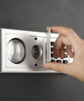 Hand opening electronic keypad of Hidden In Wall Safe With Electronic Keypad And Two Manual Override Keys For Home Or Office