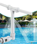 Dual Spray Pool Fountain For Above Ground And Inground Pools, 2 In 1 Adjustable Waterfall Sprinkler in action by a pool