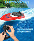Triple Pack Remote Control RC Boat Set for Kids and Grownups, 2.4GHz Wireless Control, Fully Waterproof Hull, Red boat on water