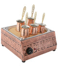 Authentic Turkish Copper Electric Hot Sand Coffee Maker With Ottoman Style Heater 110V To 220V Compatible Multi Size Pot Set
