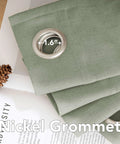 Living Room Linen Blend Curtains With Semi Sheer Light Filtering Nickel Grommets Sea Grass Color Energy Saving Window Treatments