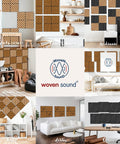 Teak Acoustic Wall Panels 16 Pack 12x12 Inch Sound Dampening Home Office Setup Ditch The Echo Crush Street Noise Nrc 0.95 displayed in various rooms.
