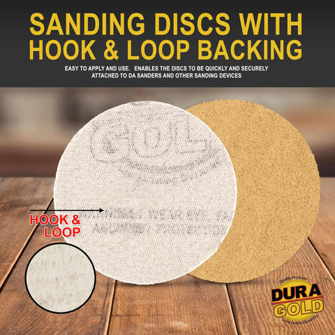 Premium 80 Grit 3 Inch Hook And Loop Sanding Discs For DA Sanders in hook and loop backing, coarse cut, ideal for refinishing.