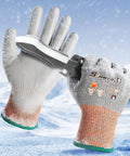 12 Pairs Winter Work Gloves With PU Coating, ANSI Cut Level 5 Protection, Thermal Insulated, Unisex XL, snowy background