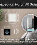 Inspection hatch fit guide for Built Tough 7x7 Galvanized Steel Drywall Access Panel With Fully Removable Door.