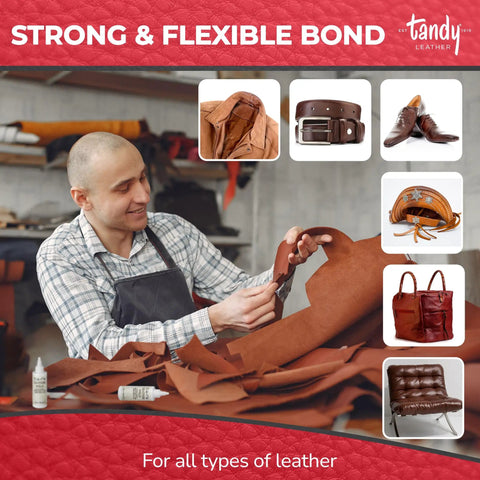 Craftsman using Eco Flo Leather Weld Adhesive Water Based Quick Tack Glue For Bags Belts Shoes And Craft Projects Dries Clear Flexible Bond